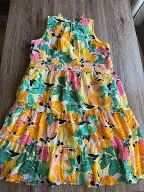 LOFT women’s Bright Floral Tiered Sundress - Yellow, Pink & Green
